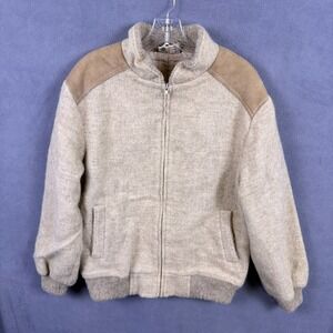 VTG Samband of Iceland Wool Bomber Jacket Mens M Sweater Suede Trim Zip Lined